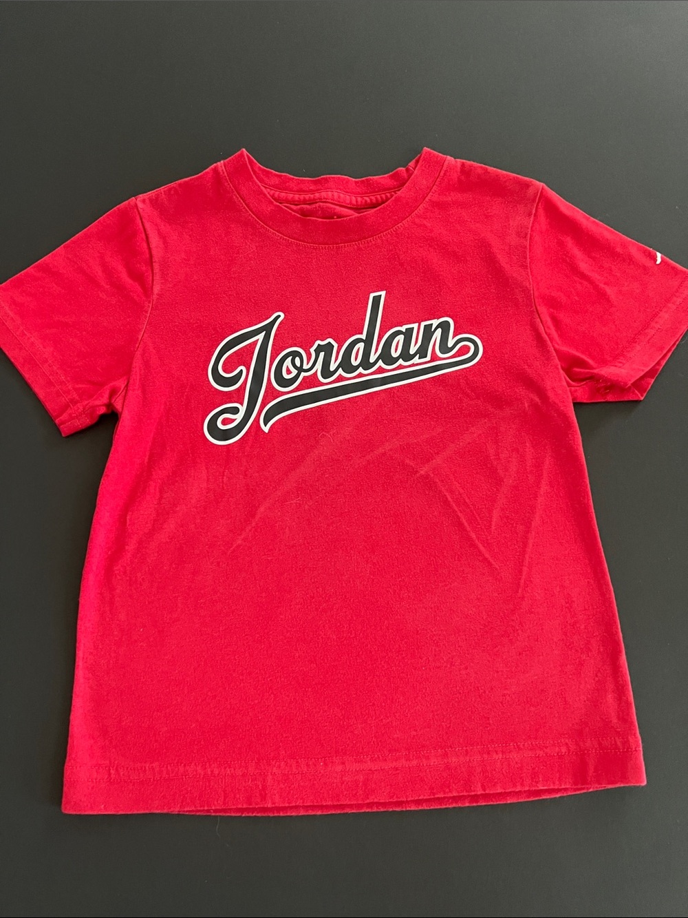 Jordan Red Script Logo Short Sleeve Tee